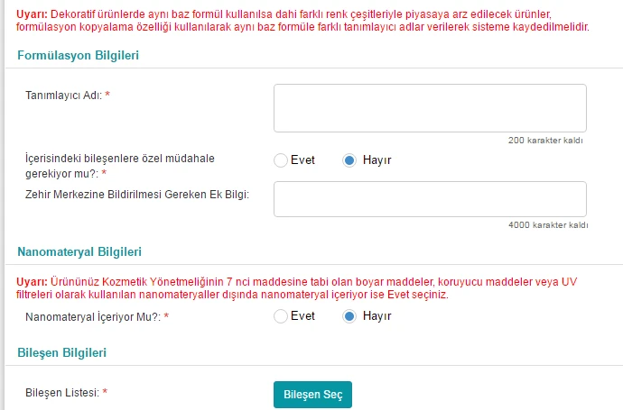 ÜTS Kozmetik Formülasyon Ekle